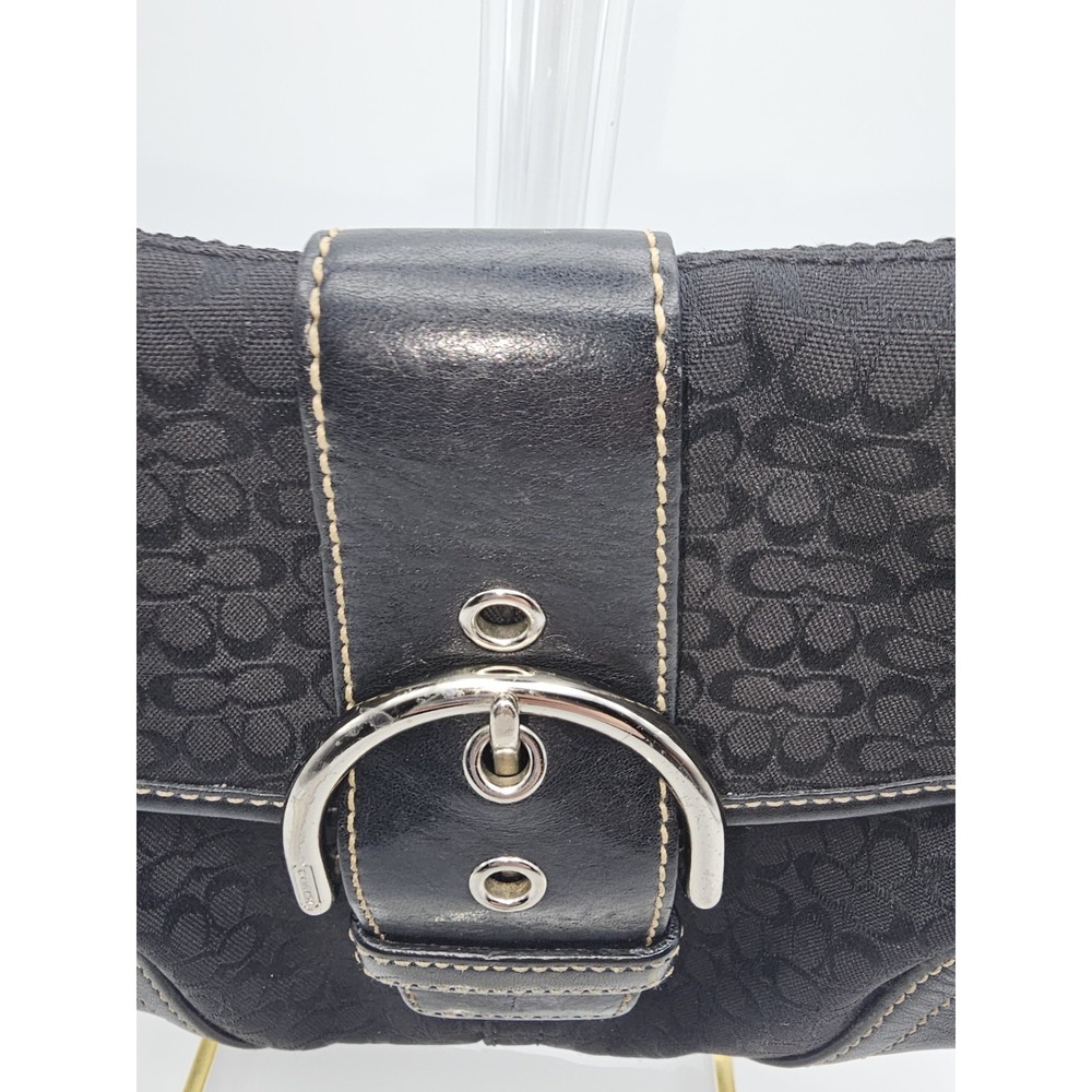 VTG Coach 6818 Soho Demi Shoulder Bag Black Signature C Jacquard Canvas Leather - Picture 3 of 16
